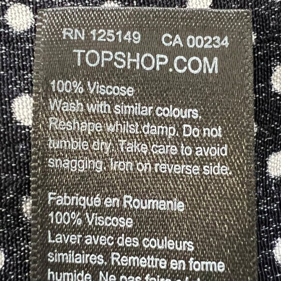 Topshop Womens Blue Polka Dot Long Sleeve Mini Dress Tortoise Ring size 2 - Picture 11 of 13
